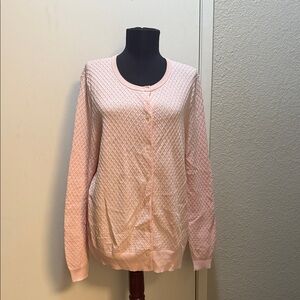 Lands' End Light Pink Diamond Knit Cardigan